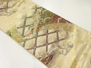 リサイクル　桜井織物製　波車に花鳥・宝尽くし模様織出し袋帯